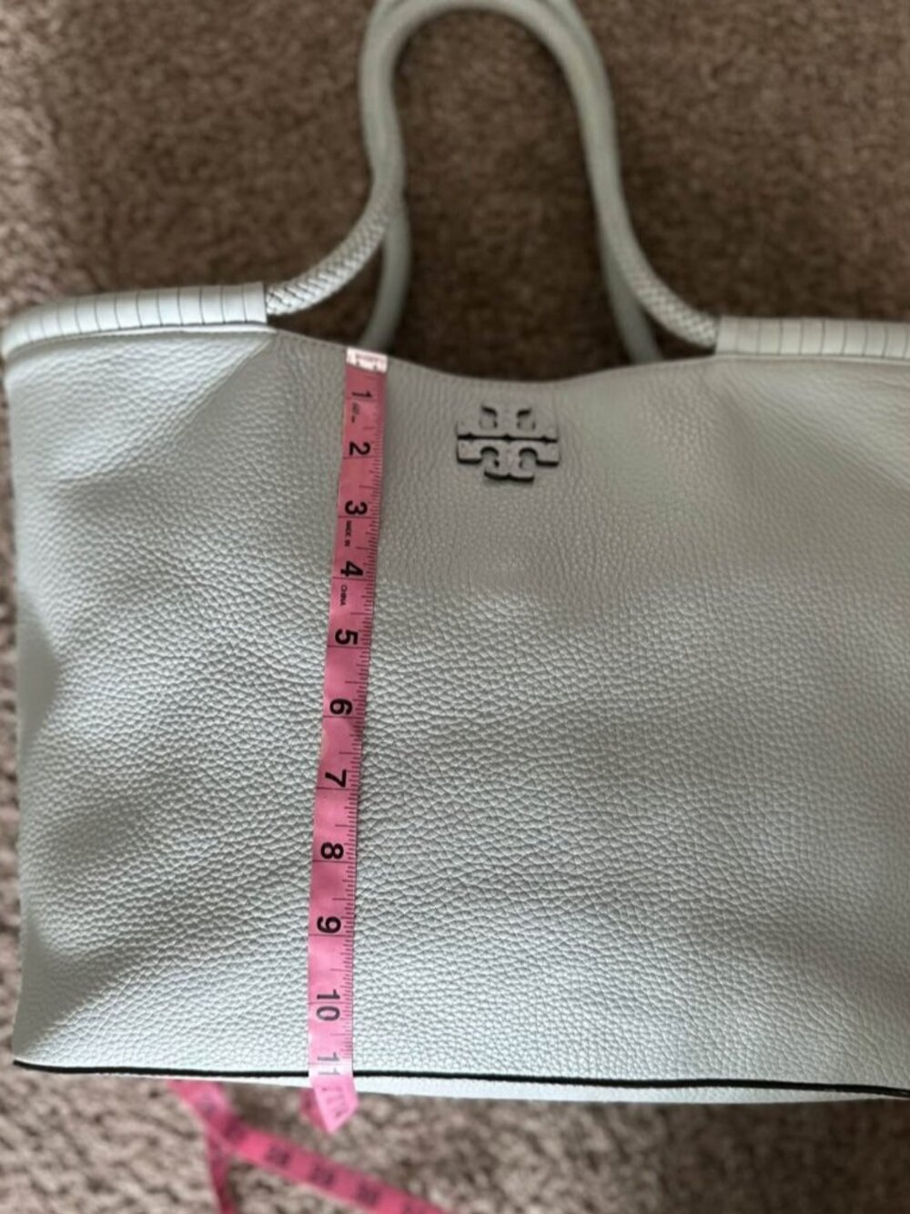 Tory Burch Taylor Large Tote Seltzer Blue Leather Bag Travel - Picture 12 of 15